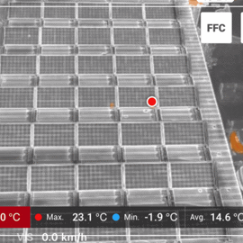 Msx snímok s teplotami solárnych panelov